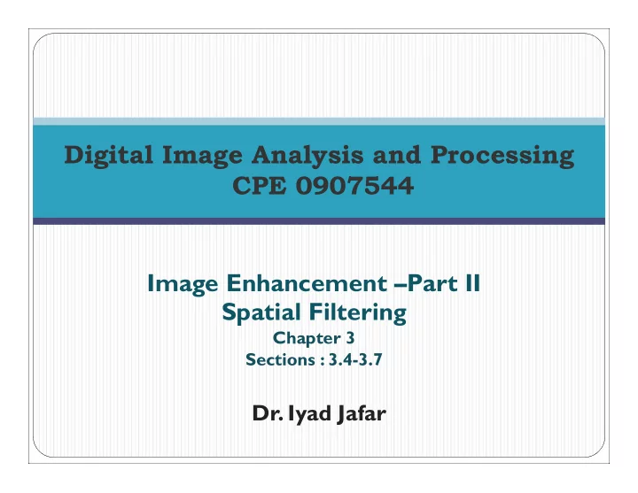 digital image analysis and processing cpe 0907544