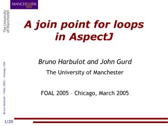 A join point for loops  in AspectJ  Bruno Harbulot and John Gurd  Bruno Harbulot  FOAL 2005