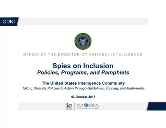 Spies on Inclusion  Policies, Programs, and Pamphlets  The United States Intelligence Community