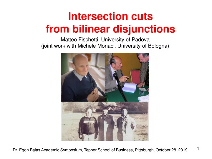 intersection cuts from bilinear disjunctions