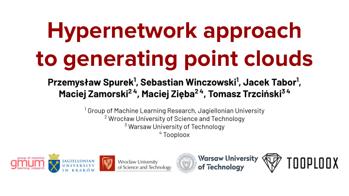 hypernetwork approach to generating point clouds