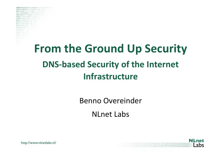 from the ground up security dns based security of the