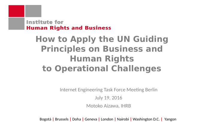 how to apply the un guiding principles on business and