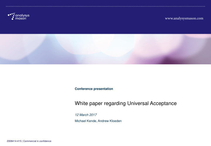 white paper regarding universal acceptance