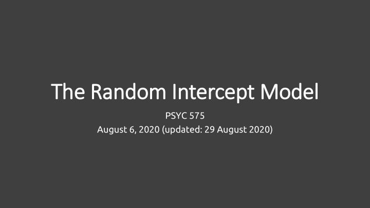 the random in intercept model