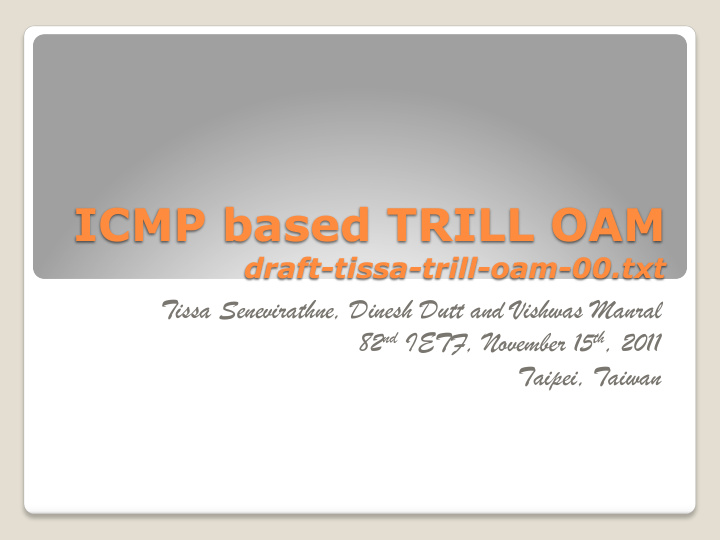 icmp based trill oam draft tissa trill oam 00 txt