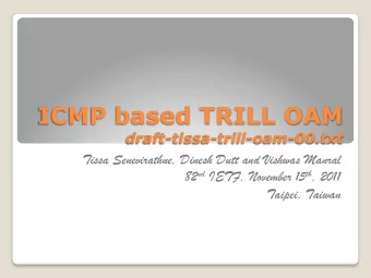 ICMP based TRILL OAM draft-tissa-trill-oam-00.txt  Tissa Senevirathne, Dinesh Dutt and Vishwas