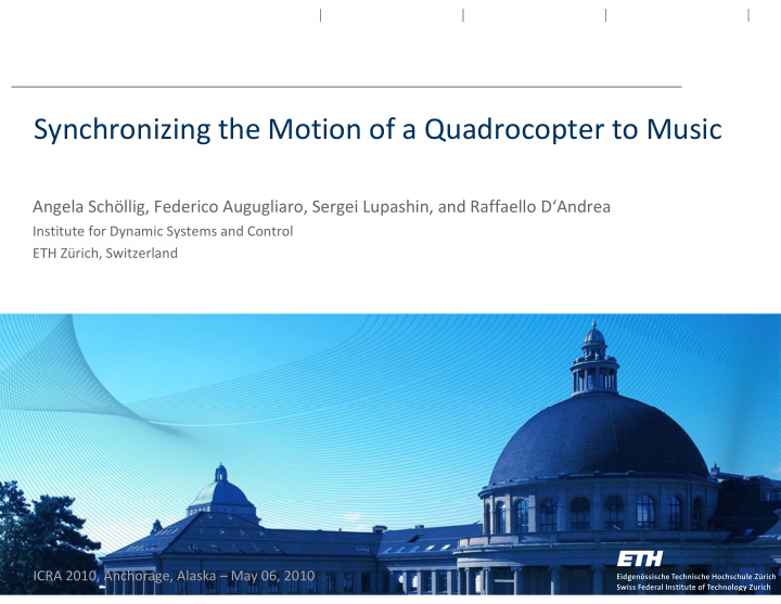 synchronizing the motion of a quadrocopter to music