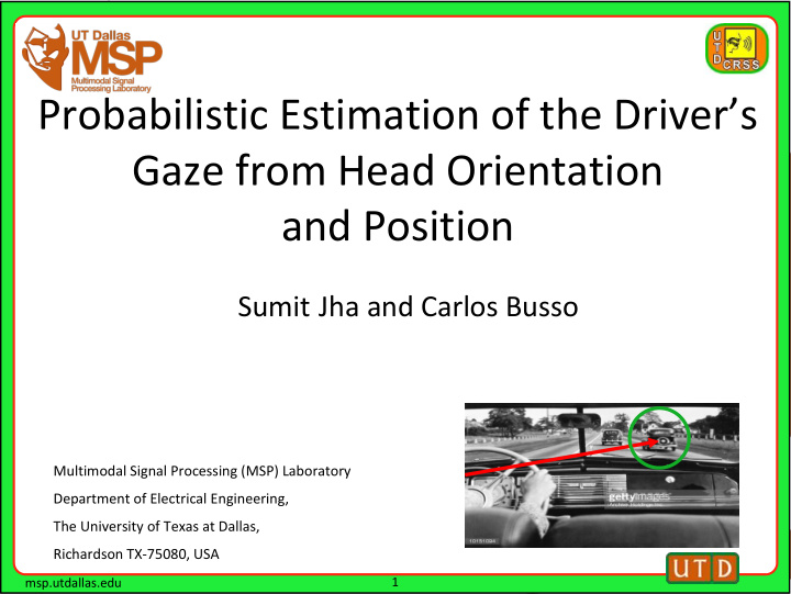 probabilistic estimation of the driver s