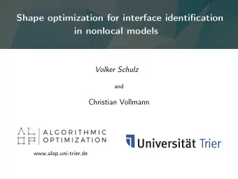 Shape optimization for interface identification  in nonlocal models  Volker Schulz  and  Christian