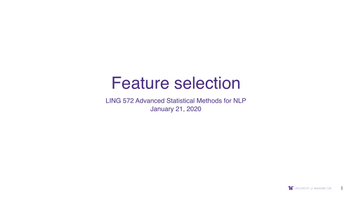 feature selection