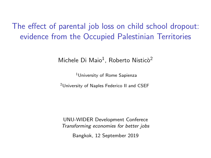 the effect of parental job loss on child school dropout