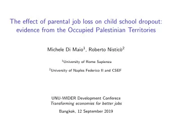 The effect of parental job loss on child school dropout:  evidence from the Occupied Palestinian