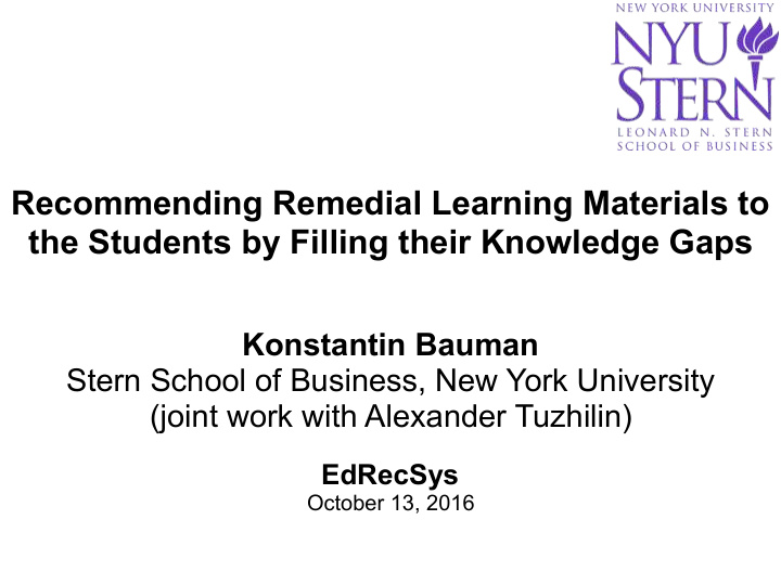 recommending remedial learning materials to
