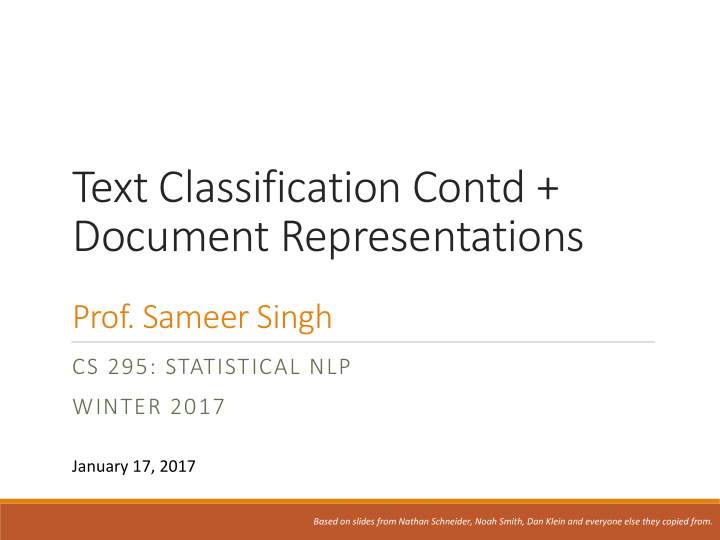 text classification contd document representations