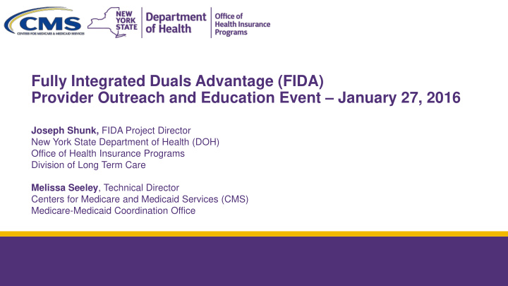 fully integrated duals advantage fida provider outreach