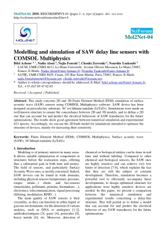Mol2Net-04  Modelling and simulation of SAW delay line sensors with  COMSOL Multiphysics Bilel