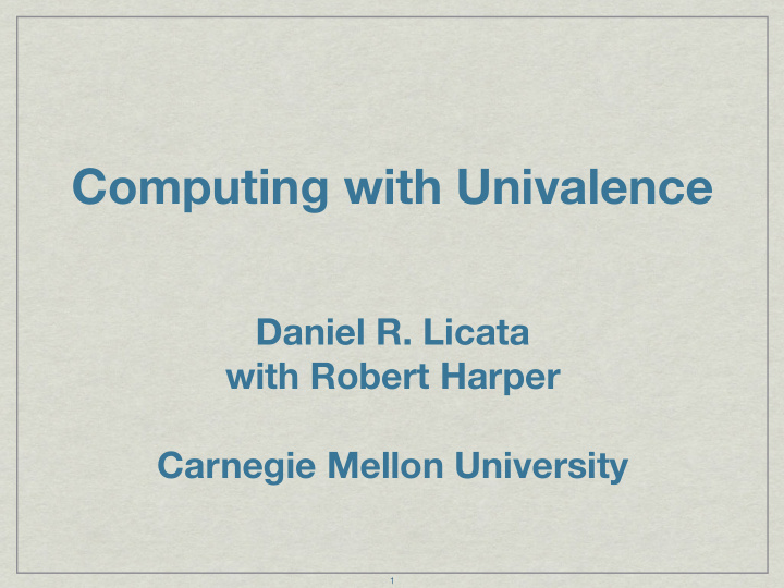 computing with univalence