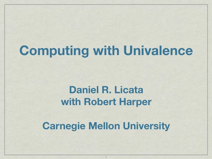 computing with univalence
