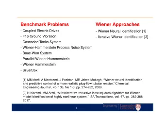 Benchmark Problems  Wiener Approaches  - Coupled Electric Drives - Wiener Neural Identification [1]