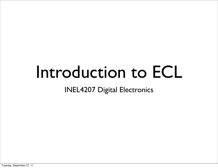introduction to ecl