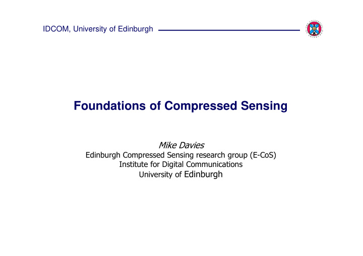 foundations of compressed sensing