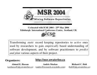 Transforming static record keeping repositories to active ones used by researchers to gain