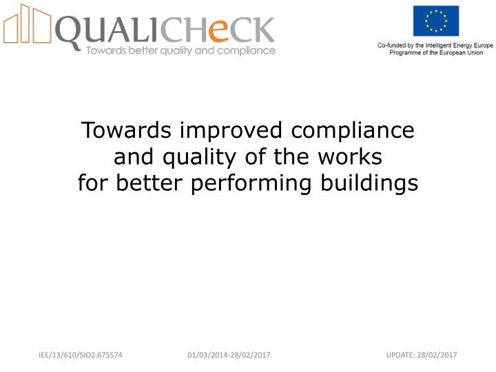 for better performing buildings
