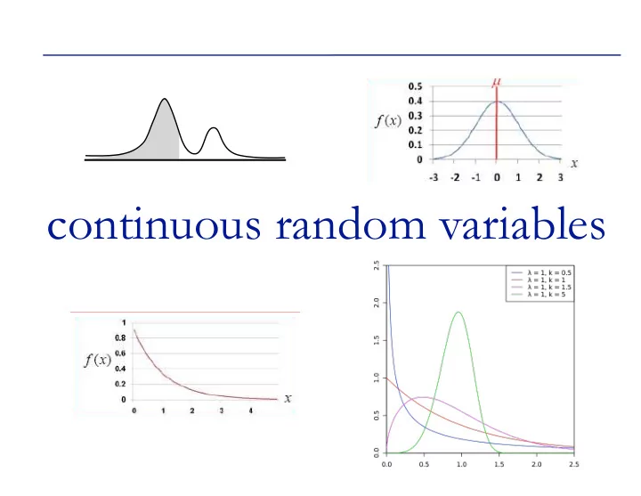 continuous random variables continuous random variables