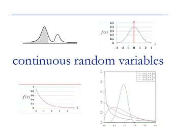continuous random variables  continuous random variables Discrete random variable: takes values in