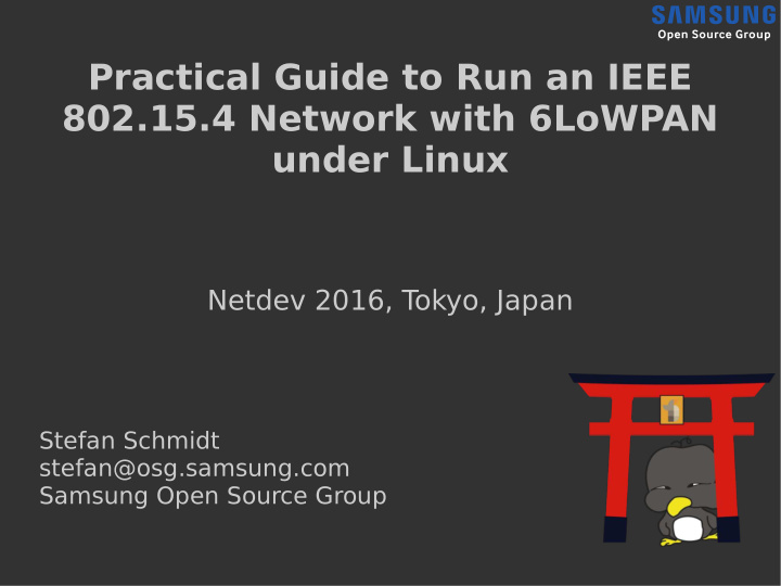 practical guide to run an ieee 802 15 4 network with