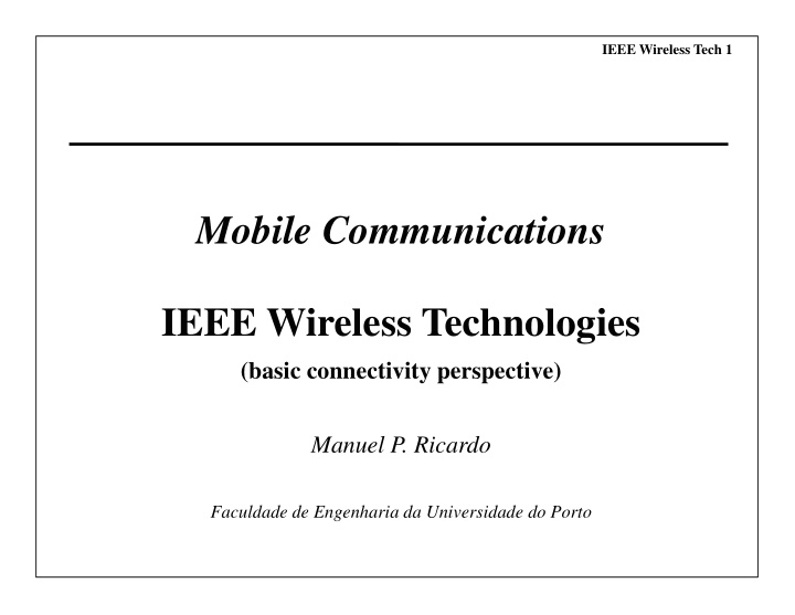 mobile communications ieee wireless technologies