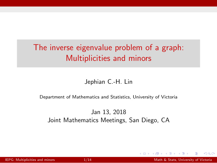 the inverse eigenvalue problem of a graph multiplicities