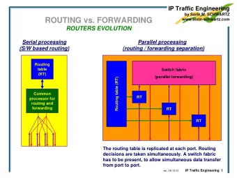 ROUTING vs. FORWARDING  www.sorin-schwartz.com  ROUTERS EVOLUTION  Serial processing  Parallel