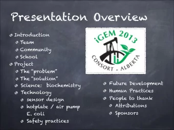 Presentation Overview  Introduction  Team  Community  School  Project  The  problem  The