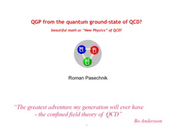 QGP from the quantum ground-state of QCD?   beautiful math or New Physics of QCD?  Roman