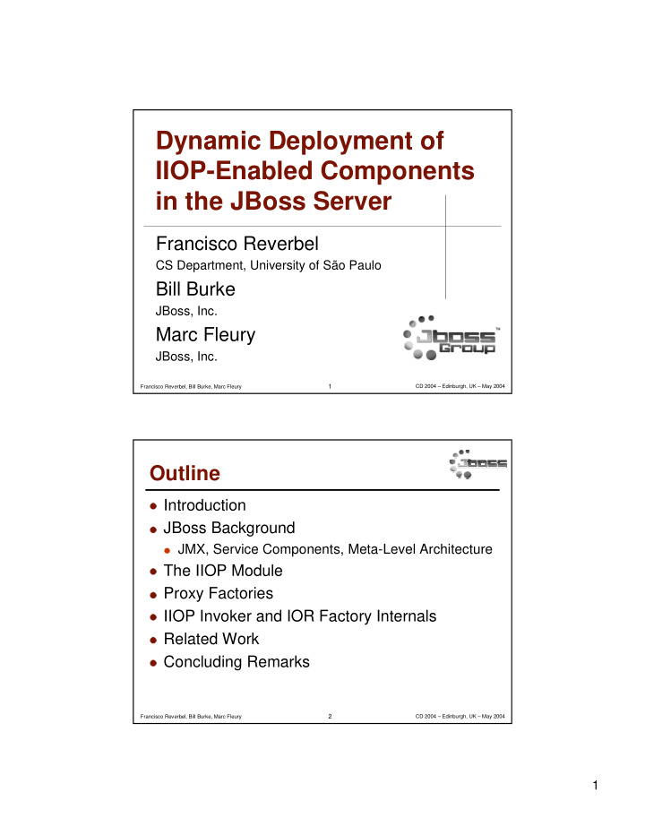 dynamic deployment of iiop enabled components in the