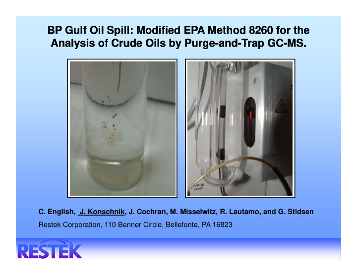 bp gulf oil spill modified epa method 8260 for the bp