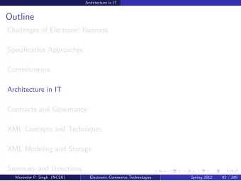 Outline  Challenges of Electronic Business  Specification Approaches  Commitments  Architecture in