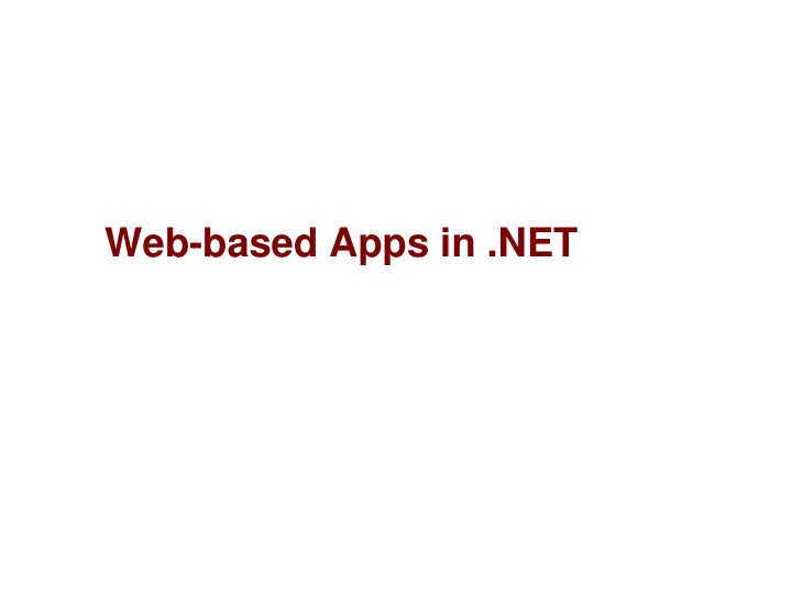 web based apps in net objectives