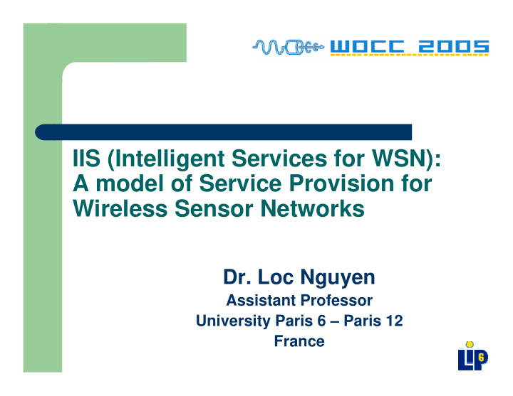 iis intelligent services for wsn a model of service