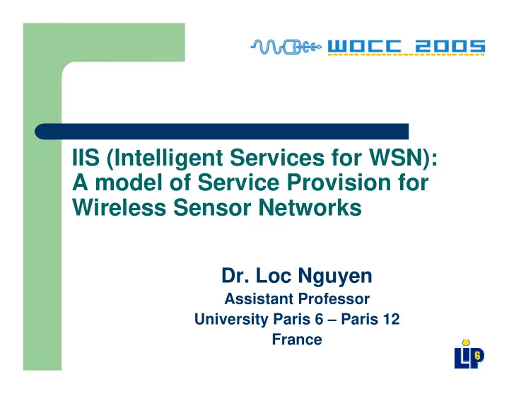 iis intelligent services for wsn a model of service