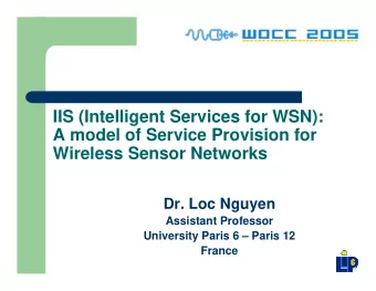 IIS (Intelligent Services for WSN):  A model of Service Provision for  Wireless Sensor Networks