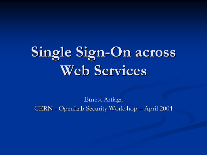 single sign on across on across single sign web services