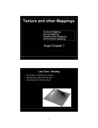Texture and other Mappings  Texture Mapping  Texture Mapping  Bump Mapping  Bump Mapping