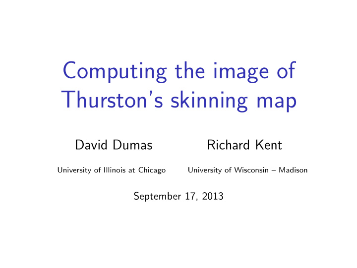 computing the image of thurston s skinning map