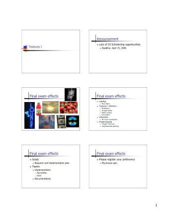 Final exam effects  Final exam effects  Lighting  Neon lights  Textures / refelction