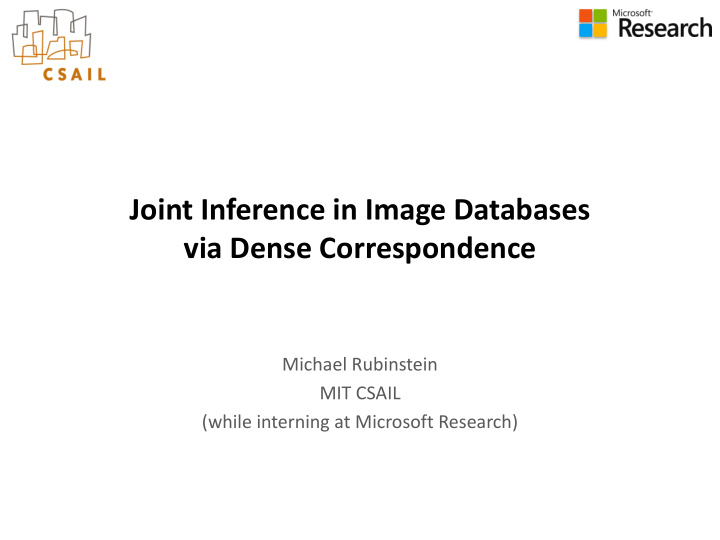 joint inference in image databases via dense