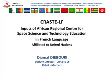CRASTE-LF  Inputs of African Regional Centre for  Space Science and Technology Education  in French