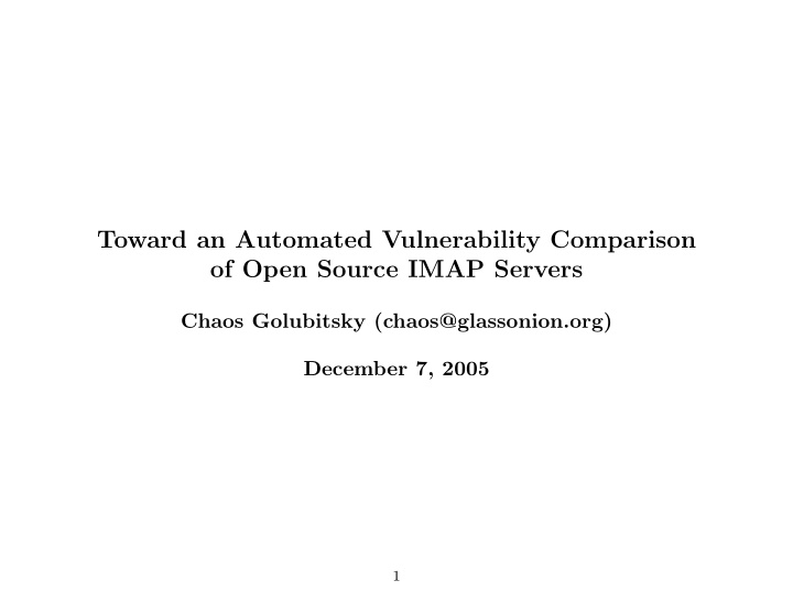 toward an automated vulnerability comparison of open